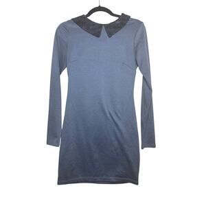 Crimson and Clover Grey Wednesday Dress w Black Lace Collar Size Med Pre-loved